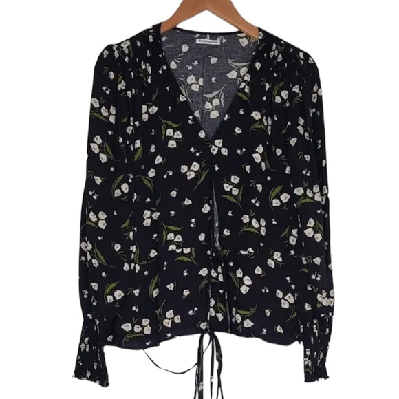 Reformation Jam Floral Wrap Tie Top Size L Womens - Picture 1 of 12